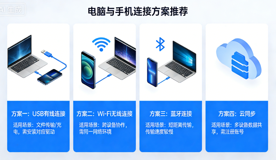 ff0fde770c45f58a4e16e7d1bff3f643 电脑与手机连接方案推荐